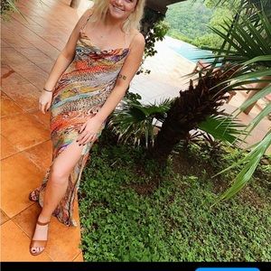 Multicolored sheer slip dress. Size small.